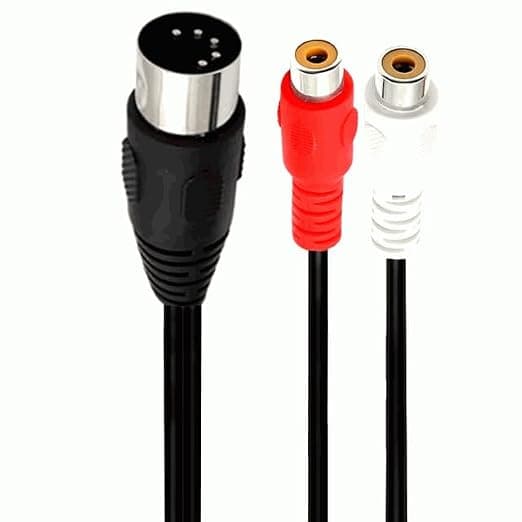 20cm Din 5 Pin Male to RCA Female Stereo Audio Cable Compatible with Bang & Olufsen, Naim, Quad - Image 1