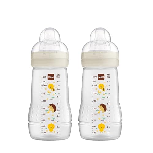 MAM Easy Active Baby Bottles, 270 ml, with MAM Teat, SkinSoft Silicone, Baby Bottles with Ergonomic Shape, for Babies from 0 Months, Bee/Hedgehog, Set of 2 - Image 2