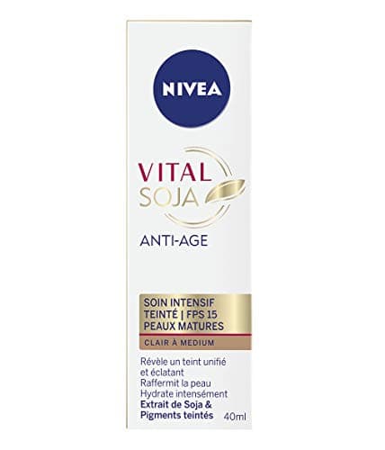 NIVEA Vital Soja Anti-Âge Soin Intensif Teinté Clair à Medium FPS 15 (1x40 ml), sérum anti-âge enrichi en Soja & pigments teintés, soin visage femme peau mature - Image 5