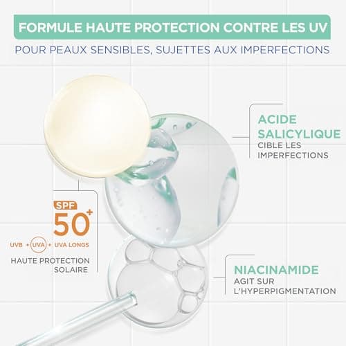 Mixa - Daily Anti-UV & Anti-Bleach Fluid - SPF 50+ - Very High Protection - Salicylic Acid and Niacinamides - Anti-pimples and Shine - Mattifying Effect - 40 ml - Image 7