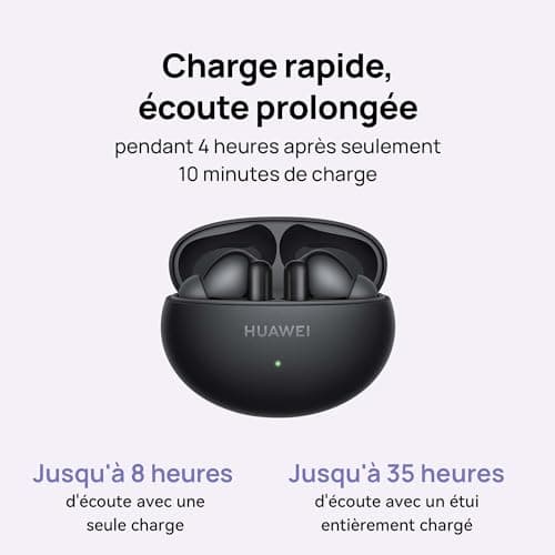 HUAWEI FreeBuds 6i écouteurs sans Fil, Bluetooth 5.3, Suppression Active du Bruit (ANC) 3.0 Intelligente, Basses percutantes, 35 Heures d'autonomie, IP54, avec iOS, Android et Windows, Violet - Image 6