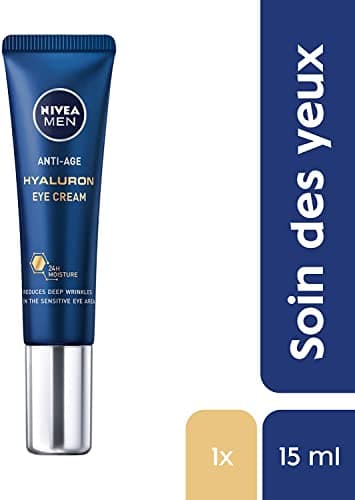 NIVEA MEN Soin Yeux Anti Age (1 x 15 ml), Crème contour des yeux hydratant à l’Acide Hyaluronique, Soin visage anti-rides et ridules pour hommes - Image 4