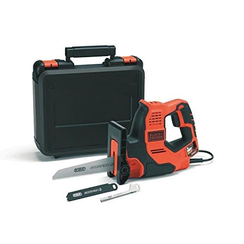 BLACK+DECKER RS890K-QS Wired Hand Saw - Cutting Capacities: 3 mm Metal, 100 mm Wood, 50 mm Plastic Pipe and Branches - 3 Blades - Delivered in a 500W Case, Black, Orange, RS890K-QS - Image 2