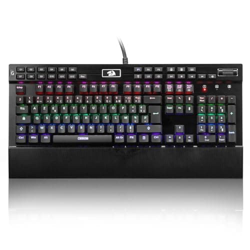 Redragon K550 RGB AZERTY Gaming Keyboard, 104 Keys + 12 Macro G Keys, Wired Mechanical Keyboard, Aluminium Top Plate, Purple Clickable Switch, 2 USB Ports, Wrist Rest, Black - Image 2