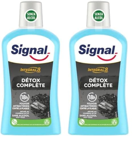 SIGNAL - Bain de Bouche Intégral 8 Détox Complète - Infusé au Charbon Actif - Enrichi en Zince Minéral pour une éfficacité antibactérienne pendant 18h - Sans Alcool - 500ml (Lot de 2) - Image 3