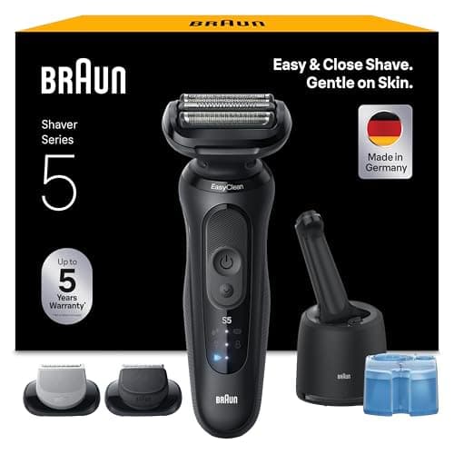 Braun Rasoir Electrique Homme Series 5 52-N7650CC Noir, Etanche, Lames Flexibles Pour Raser Doucement Le Visage, 2 Modes De Rasage, Tondeuse A Barbe Et Pour Le Corps, Coffret, Station De Nettoyage - Image 2