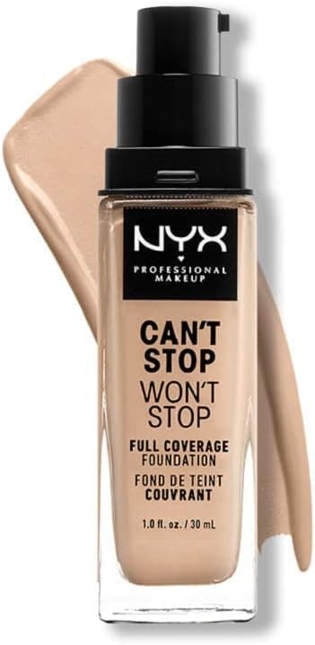 NYX Professional Makeup Can't Stop Won't Stop Liquid Foundation, Waterproof, Matte Finish, Vegan Formula, Shade : Vanilla (06) - Image 1