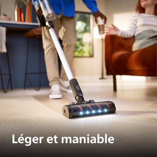 Philips 3000 Series Cordless Vacuum Cleaner, Powerful Suction on Hard Floors, 60 Minute Runtime, LED Nozzle, Corner Tools and Handsets, Replaceable Battery, Lightweight (XC3032/01) - Image 8