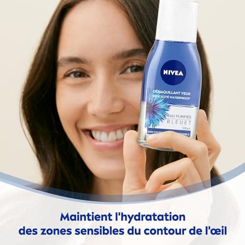 NIVEA Démaquillant Yeux Double Action au Bleuet (1 x 125 ml), nettoyant visage enrichi en eau purifiée, soin visage femme pour tous types de peaux, format voyage - Image 5