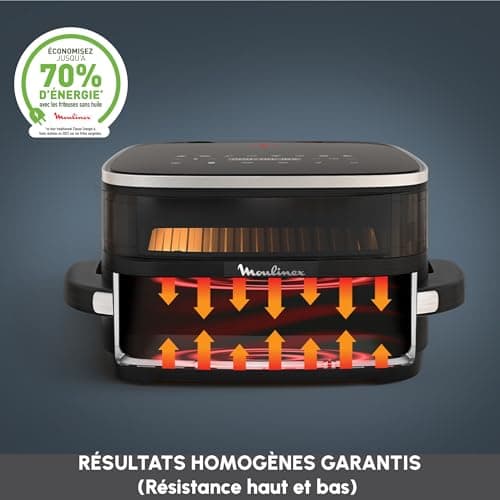 Moulinex Easy Fry XL Surface & Pizza 4L, Air fryer, Extra large cooking surface, Compact, Viewing window, Black, AL4018F0 - Image 7