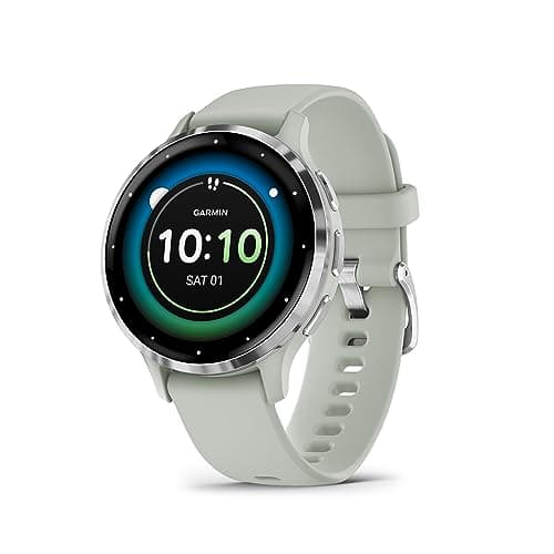 Garmin Venu 3S - Montre connectée GPS Sport et santé - Silver avec Bracelet Vert Sauge - Image 2