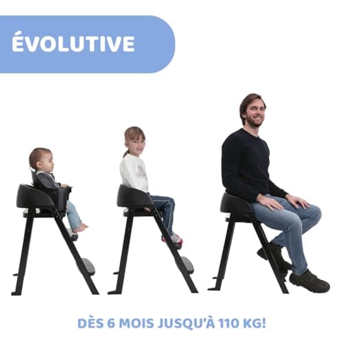 Crescendo Lite High Chair for Babies from 6 Months, Scalable up to 110 kg, 3 Configurations, Convertible into Child and Adult Chair, Adjustable Footrest, Compact Folding - Image 4