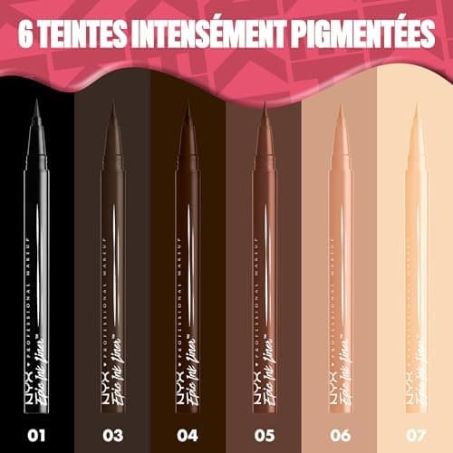 NYX Professional Makeup Eyeliner Feutre Epic Ink Liner, Waterproof, Formule Vegan, Lot de 2, Teinte : Black (01) - Image 3