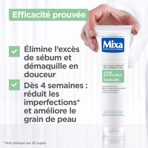 Mixa - Comfort Anti-Blemish Cleanser with Salicylic Acid and Squalane - Combination to Oily Skin Blemishes - Facial Moisturizing Protective - Makeup Remover for Oily Skin - 150 ml - Image 5