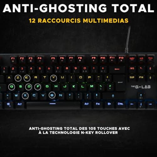 The G-Lab Keyz Carbon Ex Mechanical Azerty Switch Keyboard Blue – RGB LED Backlit Gaming Keyboard, Total Anti-Ghosting, 12 Multimedia Keys – PC/PS5/Xbox – New (Keyz Carbon Ex) - Image 7