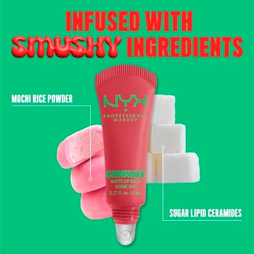 NYX Professional Makeup - Matte Tinted Lip Balm - Formula Enriched with Mochi Rice Powder and Nourishing Ceramides - Scented Shades - Smushy Lip Balm - Shade: Snuggle Szn - Image 7