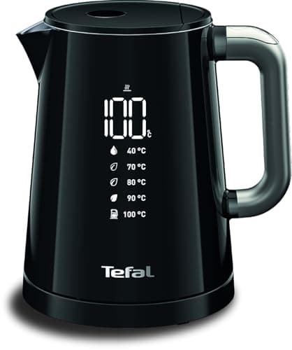 Tefal Electric kettle, Fast boiling, 1 L, Automatic Shutdown, Removable filter, Digital display, 5 temperatures, Keep warm 30 min, Stainless steel interior, Smart'N Light, Black, KO854830 - Image 2