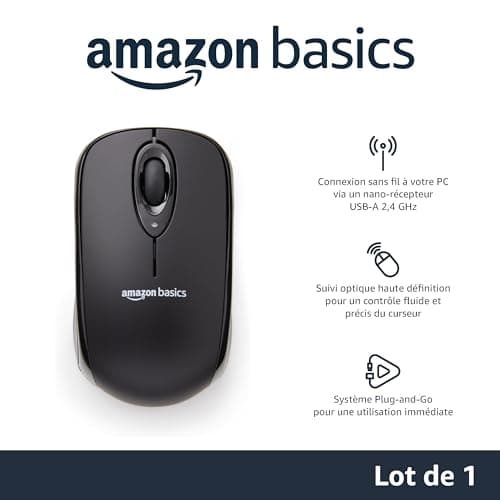Amazon Basics Wireless Computer Mouse with USB Nano Receiver - Black - Image 3