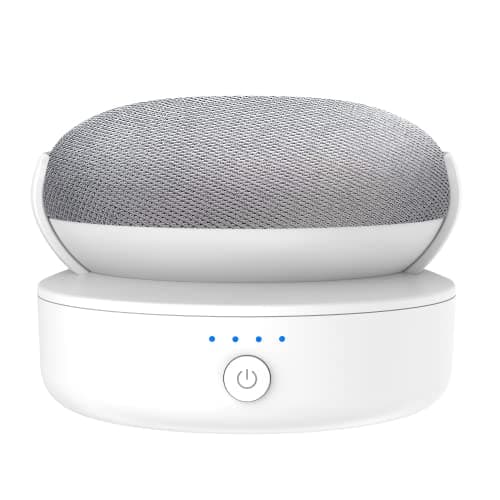 PlusAcc Battery Base Compatible with Google Nest Mini - Portable Outdoor Battery Holder Accessory for Kitchen and Garden, Power 9 Hours Playtime (White) - Image 3