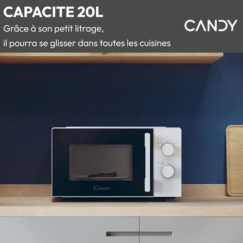 Candy Idea CMW20SMWLI Microwave Oven 700 W 20 L, Defrost Function, Glass Turntable, 5 Power Levels, White and Black, Elegant Design - Image 3