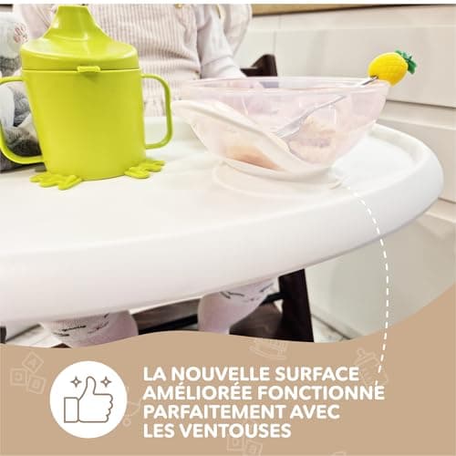 High Chair Table Compatible with Stokke Tripp Trapp Trapp Chair with Powerful Smooth Suction Surface, Curved Ergonomic Design, Glossy White, BPA Free, Easy to Assemble - Image 7