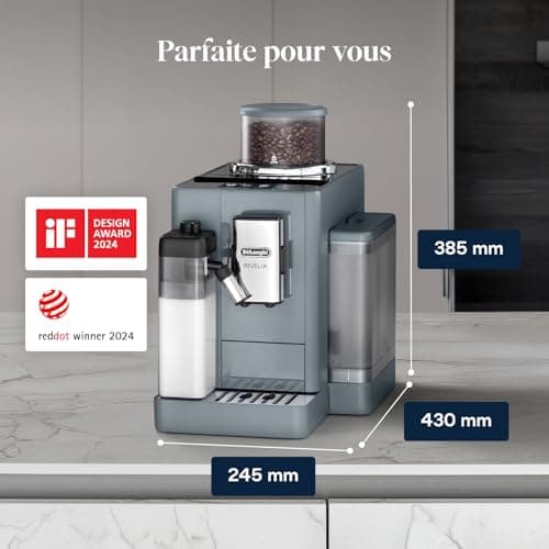 De’Longhi Rivelia - Perfetto Machine à Café Automatique avec LatteCrema Mousseur à Lait Automatique, 16 Boissons Enregistrées, Écran Tactile Couleurs, Conteneurs Interchangeables, Gris (EXAM440.55.G) - Image 4