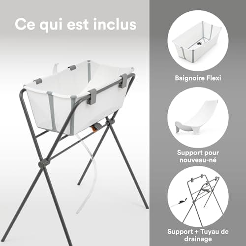 Stokke Flexi Bath (White) + Newborn Support + Flexi Bath Support - Ideal for Newborn and Baby Up to 48 Months - Foldable, Durable and Easy to Store - Image 7