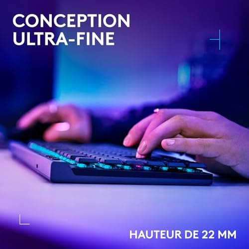 Logitech G G515 Lightspeed TKL Profile Wireless Gaming Keyboard, LIGHTSYNC RGB, Ultra-Flat Profile without Numeric Keypad, PBT Keys, Linear Mechanical Contacts, French AZERTY Keyboard - Black - Image 5