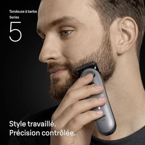Braun Series 5 Beard Trimmer + 9 Styling Tools, Ultra-Sharp Blade, 120 Min Runtime, 40 Lengths, Waterproof, Precision Wheel and Lock, BT5565, Grey - Image 4