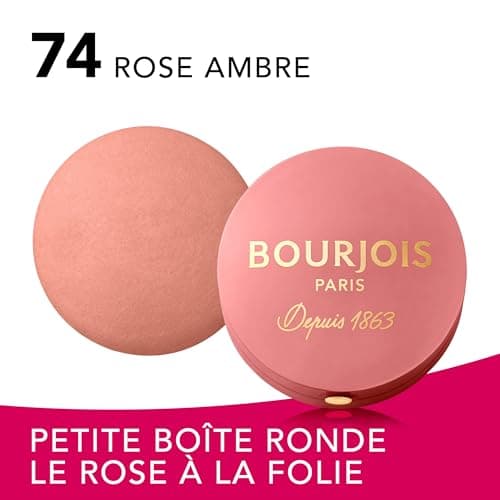 BOURJOIS - Boîte Ronde Blush 74 Rose Ambre - Piceau & Miroir Intégré - Technologie Fard Cuit - Texture Fine & Légère - Facile À Estomper - Parfum Gourmand - Image 5