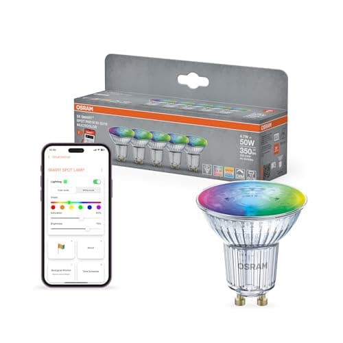 Osram SMART+ Spot LED RGB PAR15 (lot de 5, GU10, 5W) – RGB + blanc chaud à froid – contrôle intelligent – Matter via Wi-Fi – Alexa, Google, Apple - Image 4