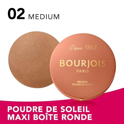 Bourjois Maxi Boîte Ronde Poudre de Soleil, 002 Medium, Fini mat doux, Formule Vegan, Poudre bronzante facile à estomper, Pour un effet sunkissed et un contour précis, Tenue longue durée. - Image 6
