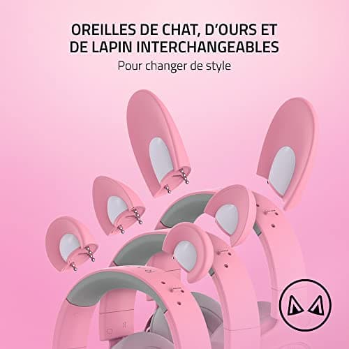 Razer Kraken Kitty Edition V2 Pro - Wired RGB Gaming Headset with Interchangeable Ears (Interchangeable Ears, Streaming Responsive Lighting, 50 mm Titanium Speakers) Pink Quartz - Image 3