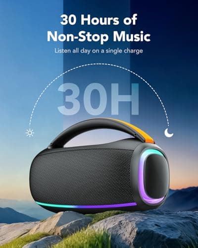 Bluetooth 5.4 Portable Speaker with Powerful Bass, 80W Bluetooth Speaker, Battery Life 30hrs RGB Lights, Pairing TWS, IPX7, AUX, TF, for Outdoor/Party/Travel - Image 4