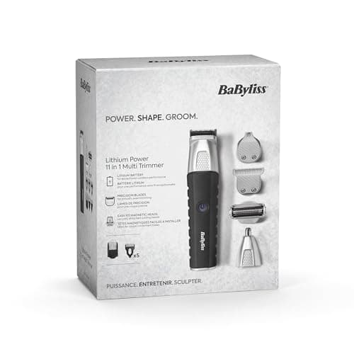 BaByliss Tondeuse Multi-usages Lithium Power 11-in-1 - Kit complet sans fil incluant une tondeuse barbe,cheveux et nez, oreilles et sourcils, Waterproof, Noir/Gris, MT812E - Image 4