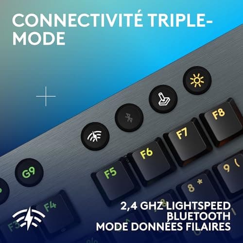 Logitech G 915 LIGHTSPEED Mechanical Wireless Gamer Keyboard, Ultra-Slim GL Touch Switch, RGB LIGHTSYNC, Stylish and Slim Design, 30+ Hours of Gaming, 2.4GHz/Bluetooth, French AZERTY - Black - Image 7