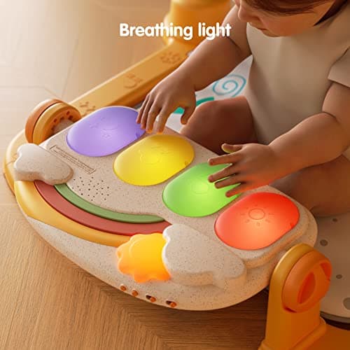 TUMAMA Baby Piano Gymnastics Mat, Luminous Play Mat with Arches, and 4 Rattles Toys, Suitable from 0 Months Gift Infant Toys - Image 5