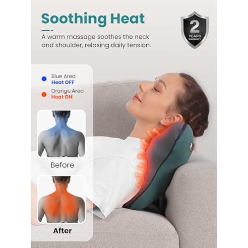 Bob and Brad EZBack Neck Massager, Neck and Shoulder Massage Cushion with Heat, Electric Shiatsu Massager Device, Massage and Relaxation Gifts for Women Men - Image 4