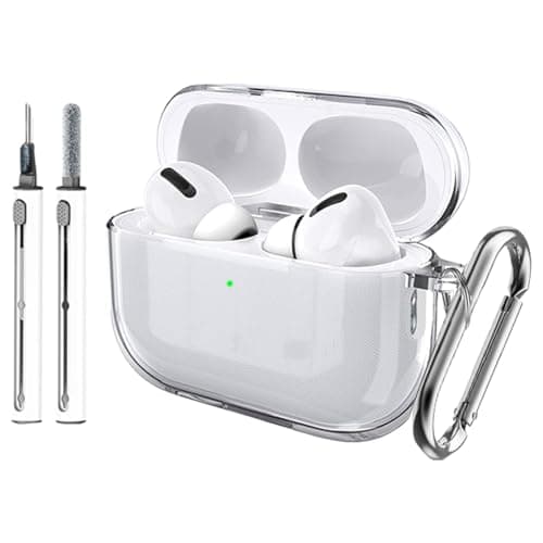 Compatible with AirPods Pro 3 Case, Visible LED Indicator, TPU Shockproof Protective Case with Key Ring and Cleaning Pen (Transparent) - Image 3