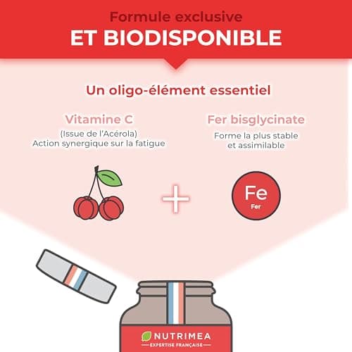 FER Bisglycinate + Vitamine C - 14 mg de Fer/Gélule - Procure 100% des Besoins Journaliers - Absorption & Biodisponibilité Maximales - Nutrimea - 90 Gélules Vegan - Fabriqué en France - Image 6