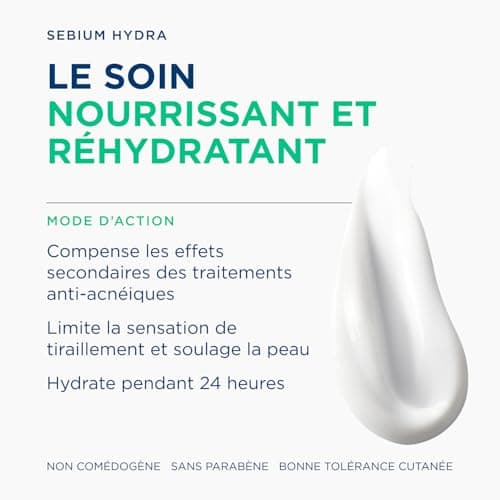 BIODERMA Sébium Hydra – Soin hydratant et nourrissant – Pour les peaux à tendance acnéique – Compense les effets secondaires des traitements contre l’acné – Tube 40 ml - Image 4