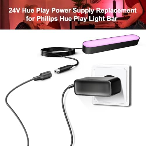 TAIFU 24V 1A Charger for Philips Hue Play Gradient Lightstrip 560409 560417 75" 65" 70" 55" 55" TV Multi-Color Smart Light Strip 24W LED Power Supply Charging Cable AC Adapter - Image 4
