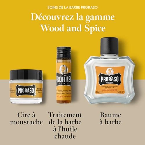 Proraso | Huile chaude pour la barbe Wood & Spice (4 flacons de 17 ml) – Traitement nourrissant intensif pour barbe longue et hirsute – Fabriquée en Italie - Image 7