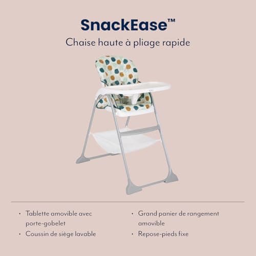 Graco SnackEase Quick Folding High Chair, 6 Months to Approximately 3 Years (Max. 15 kg), Lightweight, Washable, One-Handed Quick Folding, Multi-Colour, Organza - Image 3