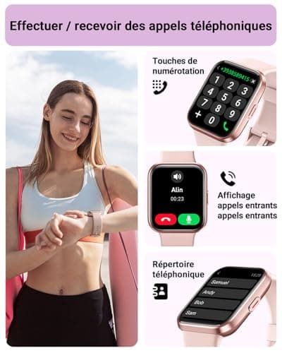 Women's Smartwatch 1.85 Inch Smartwatch for Samsung iPhone Android, Alexa Built-in 3ATM 100+ Sports Modes SpO2/Sleep/Heart Rate/Pedometer/Calories Pink - Image 4
