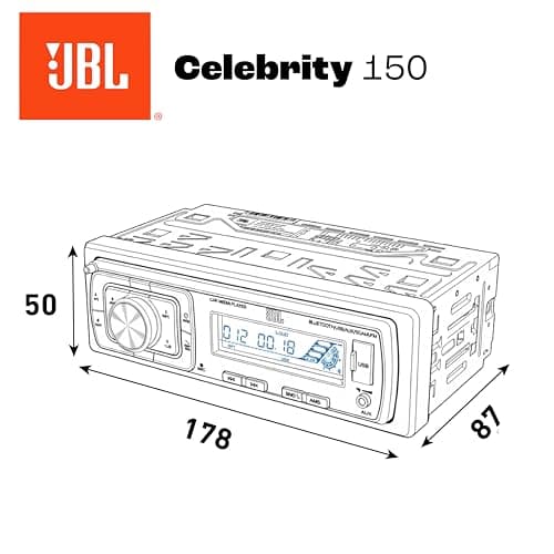 JBL Autoradio Bluetooth Voiture Celebrity 150 par Harman Kardon, Poste Radio 1 DIN, 4x50W, Streaming Bluetooth, kit Main Libre Voiture, écran Amovible, AM/FM, USB, SD, AUX, 2 Sorties RCA pour Ampli - Image 5