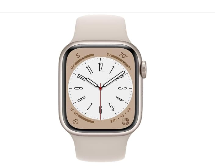 Apple Watch Series 8 (GPS, 41mm) Starlight Aluminium Case with Starlight Sport Band, One size (Refurbished) - Image 2