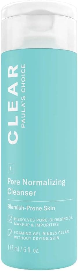 Paula's Choice CLEAR Gel Nettoyant Visage - Nettoie les Pores, Élimine les Excès de Sébum & les Points Noirs - avec Acide Salicylique - Tous Types de Peaux - 177 ml