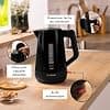 Bosch, Electric kettle, MyMoment, ergonomic handle, large opening, triple safety, anti-limescale filter, capacity 1.7 L, high-quality plastic, black, TWK1M123 - Image 5