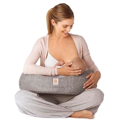 Ergobaby Natural Curve Ergonomic Nursing Pillow with Strap, Nursing Pillow with Back Strap and Buckle Closure for High Comfort and Stability, Grey - Image 4